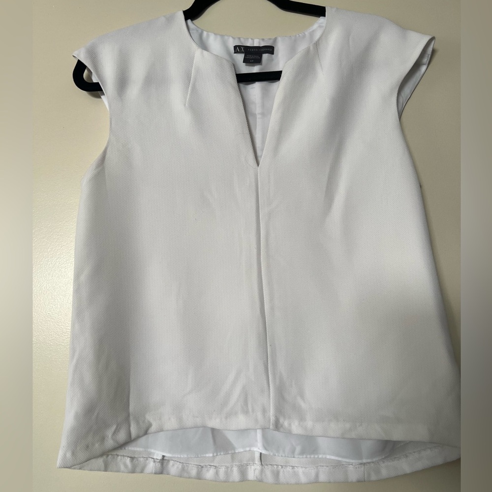 A/X Armani Exchange Women's White V-Neck Cap Sleeve Camisole